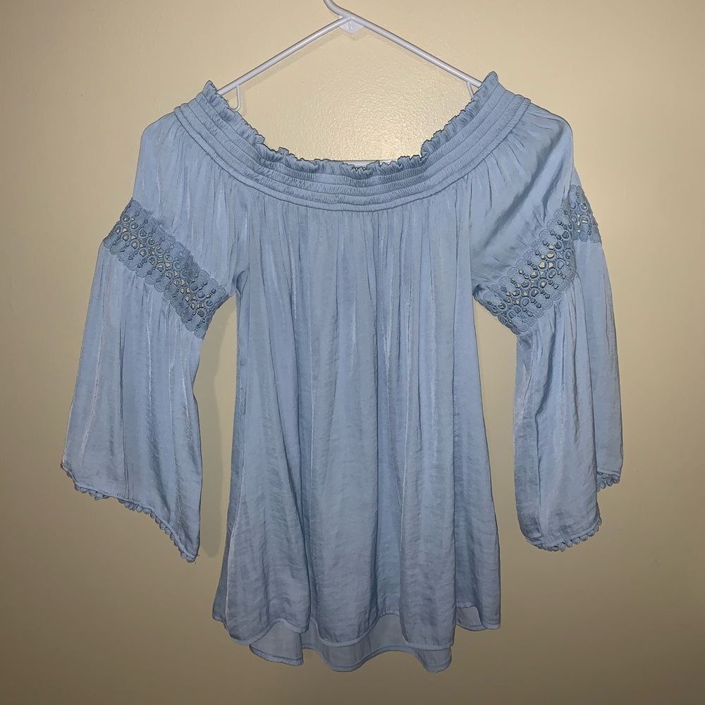 Beautiful baby blue long sleeve blouse